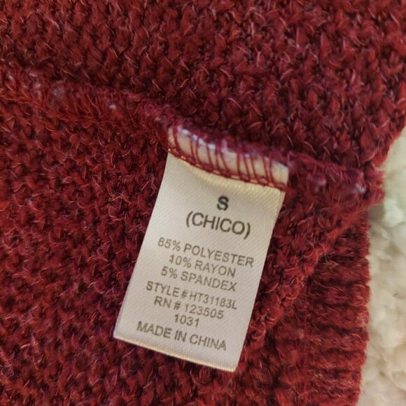 Heart & Hips Burgundy Lace-Up Back Cardigan | Open Front Knit Sweater Size S - Picture 9 of 9